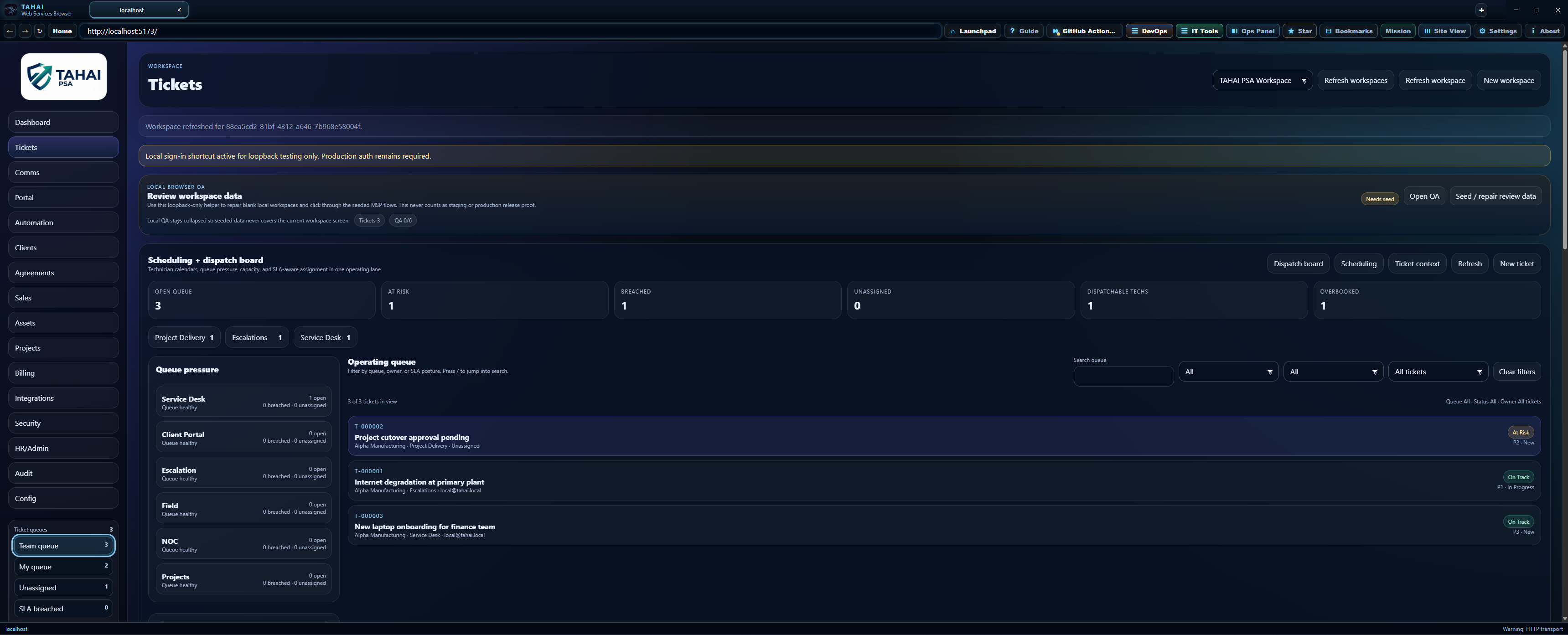 Team Queue screenshot showing shared MSP work queue.
